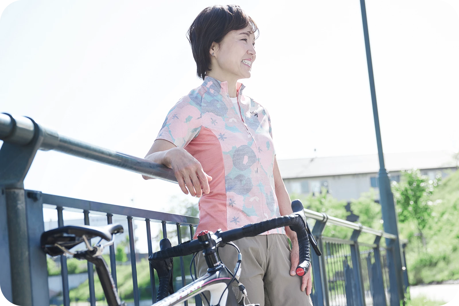 引退後も自転車を楽しみ続けている高松美代子さん。